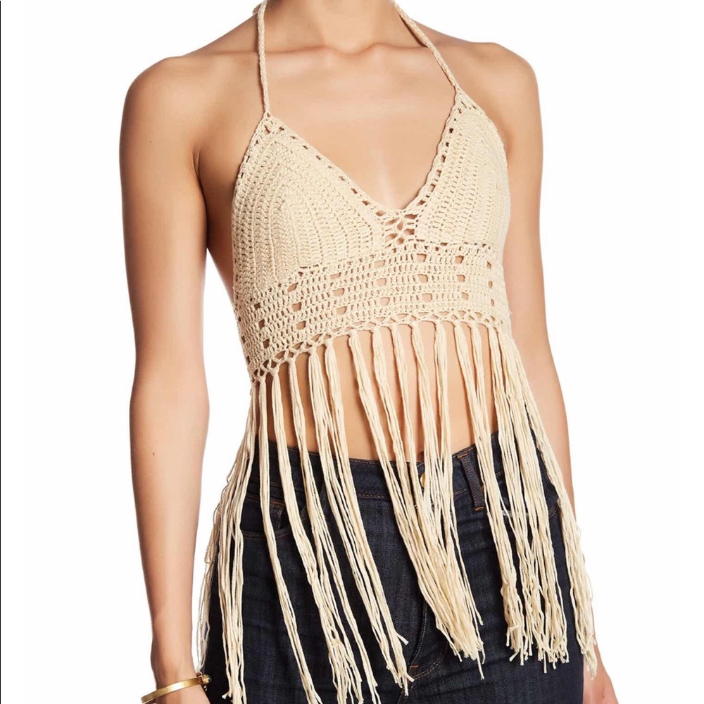 Raga Crochet Fringed Top